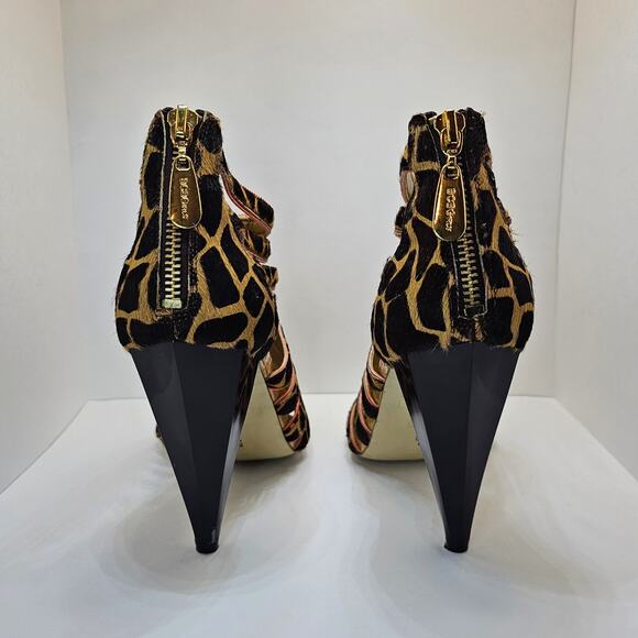 BCBGirls Leopard Print Strappy Leather Heals - US Women's Size 8 - Picture 5 of 9